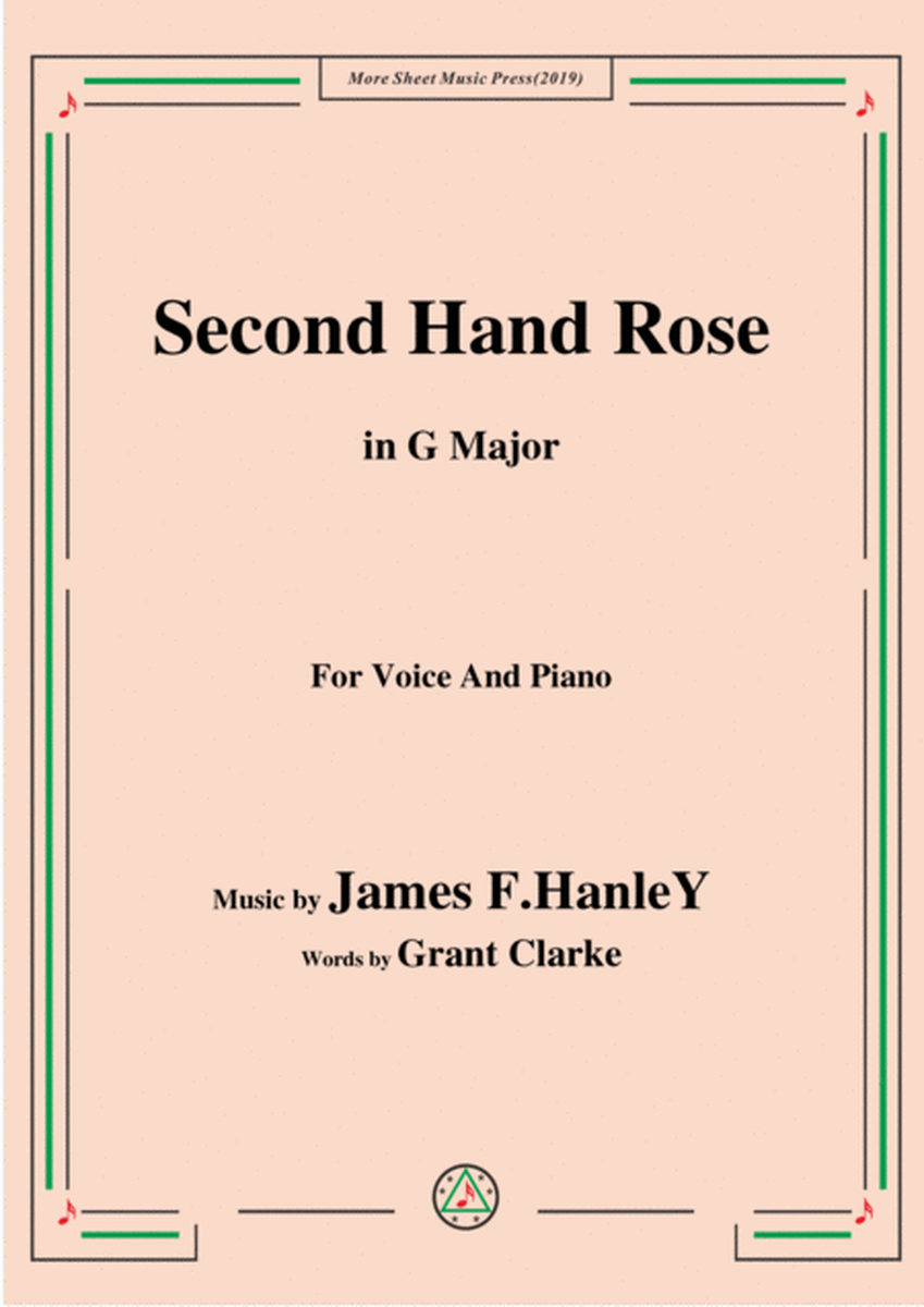 James F. HanleY-Second Hand Rose,in G Major,for Voice and Piano image number null