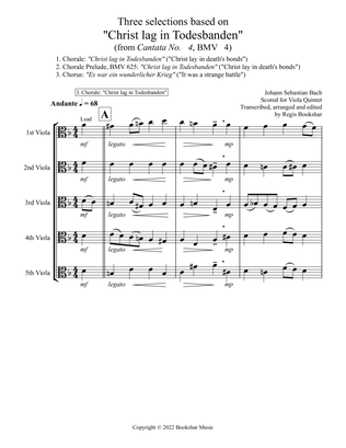 Three selections based on "Christ lag in Todesbanden" (Viola Quintet)