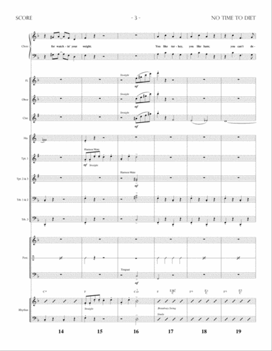No Time to Diet -Orchestral Score and Parts Choir scores gallery preview page 4
