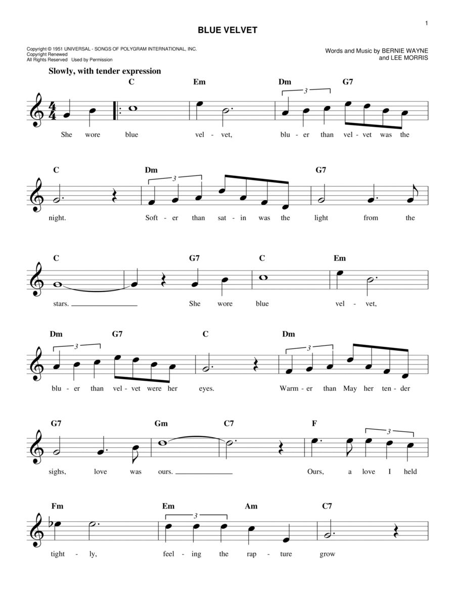 Blue Velvet Piano scores gallery preview page 1