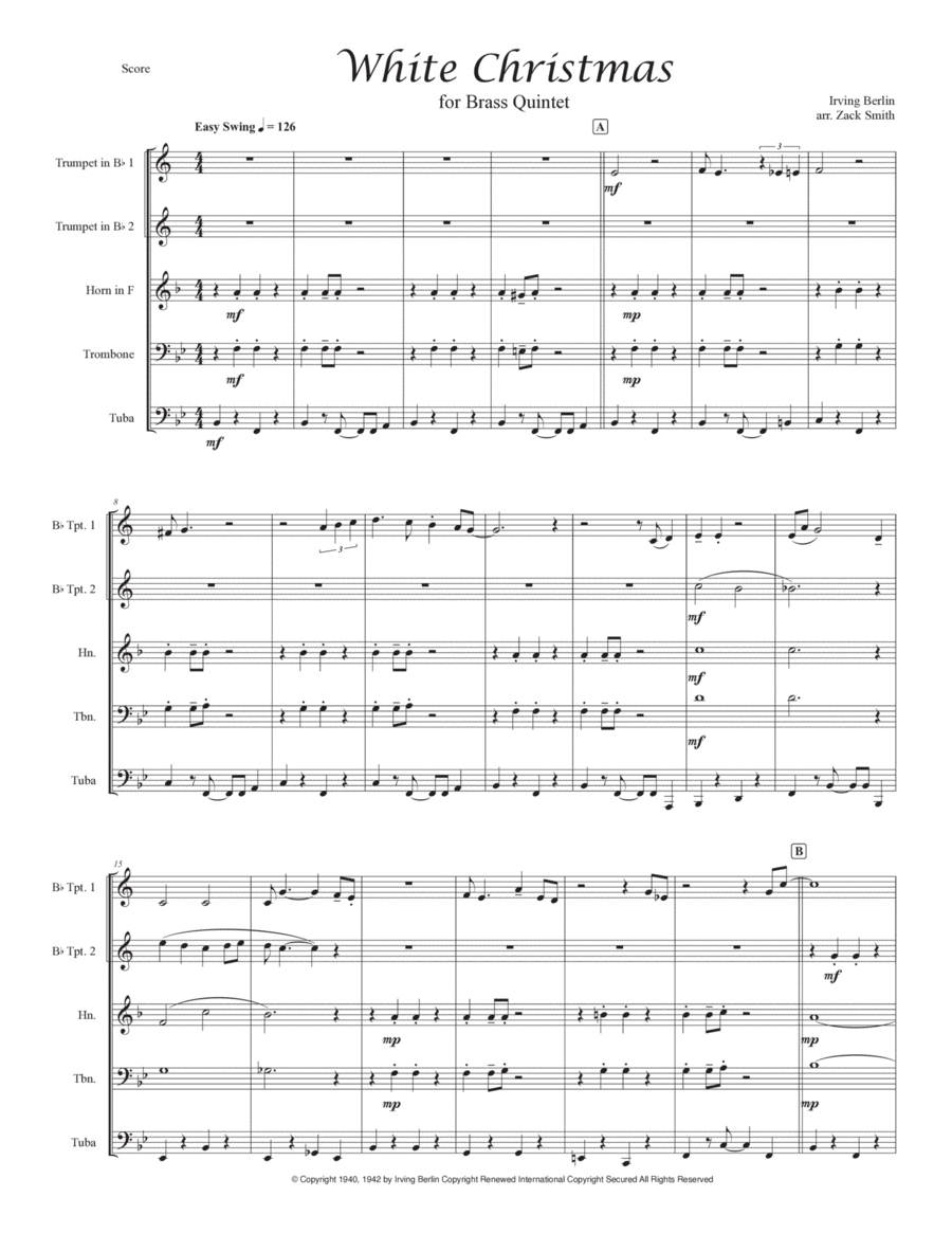 White Christmas Brass Quintet scores gallery preview page 1
