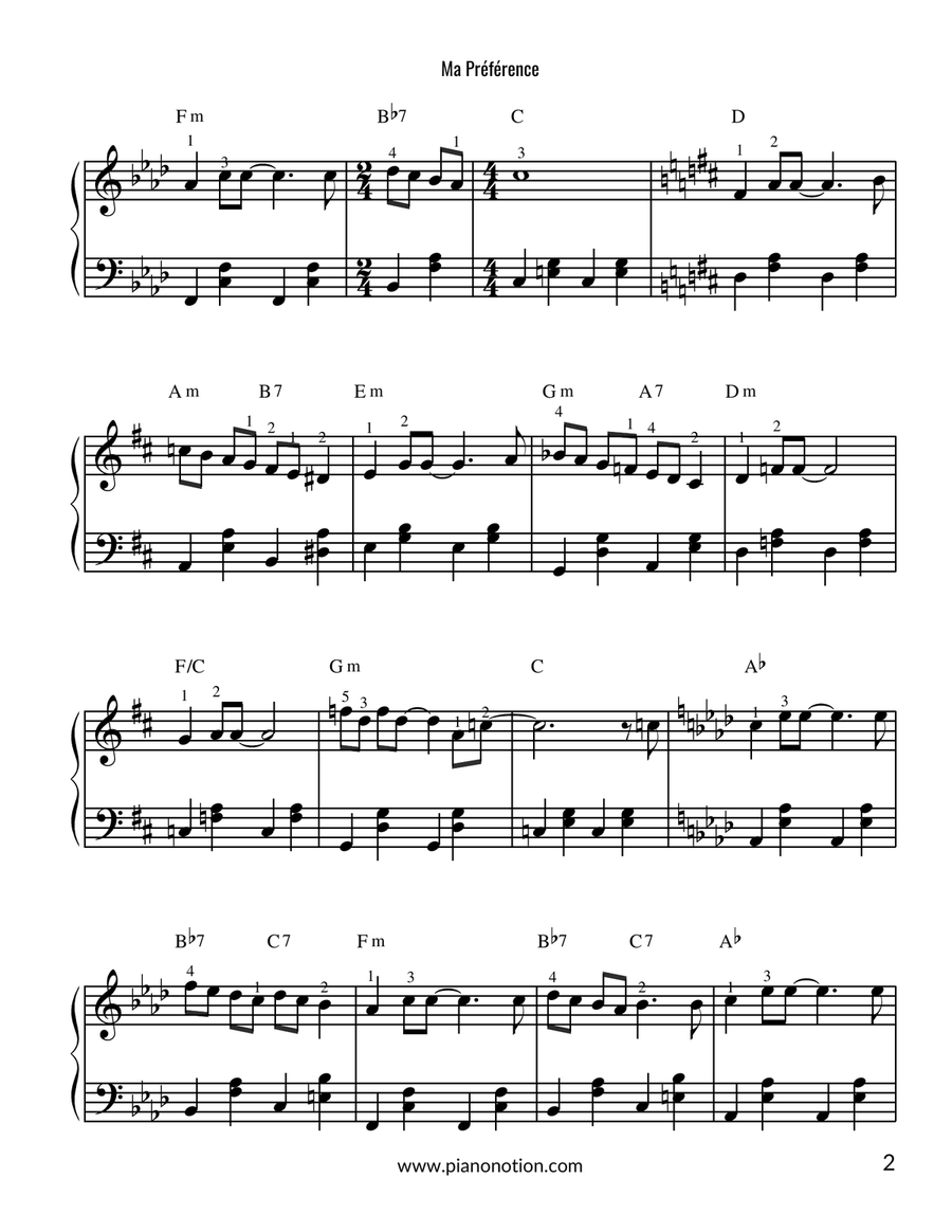 Ma Preference Ma Preference Easy Piano scores gallery preview page 2