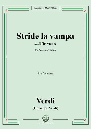 Verdi-Stride la vampa,from 'Il Trovatore',in e flat minor,for Voice and Piano