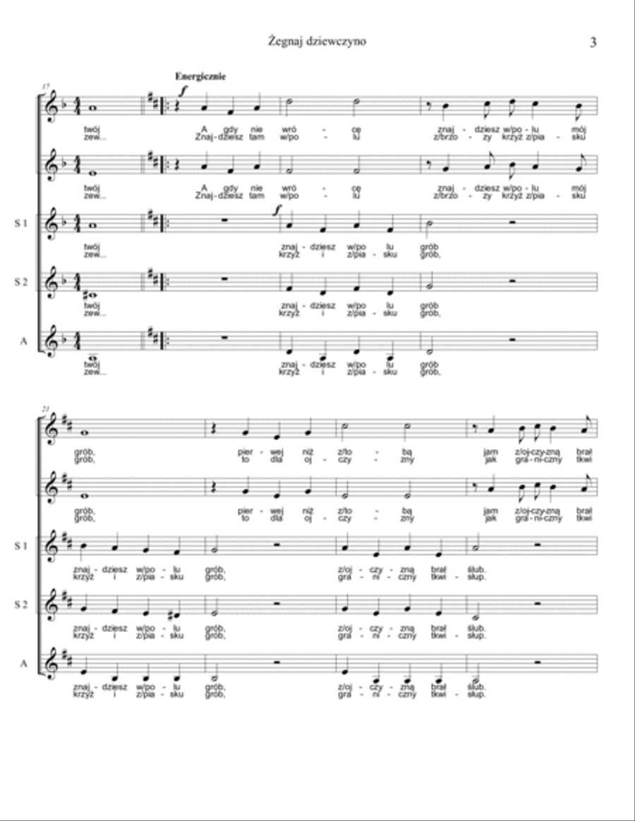 Żegnaj dziewczyno (Pożegnanie ułana) SSAA scores gallery preview page 3