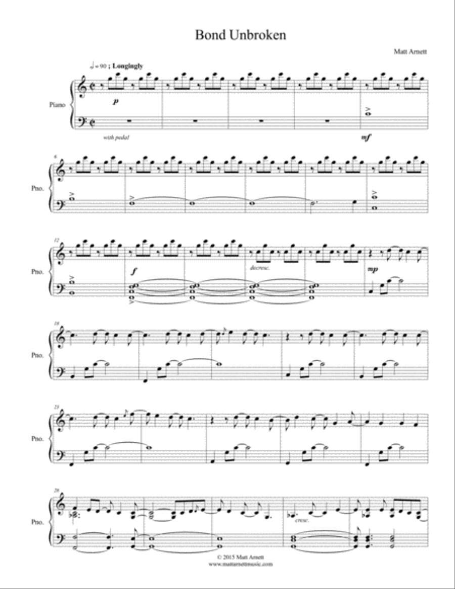 Bond Unbroken Piano Solo scores gallery preview page 1