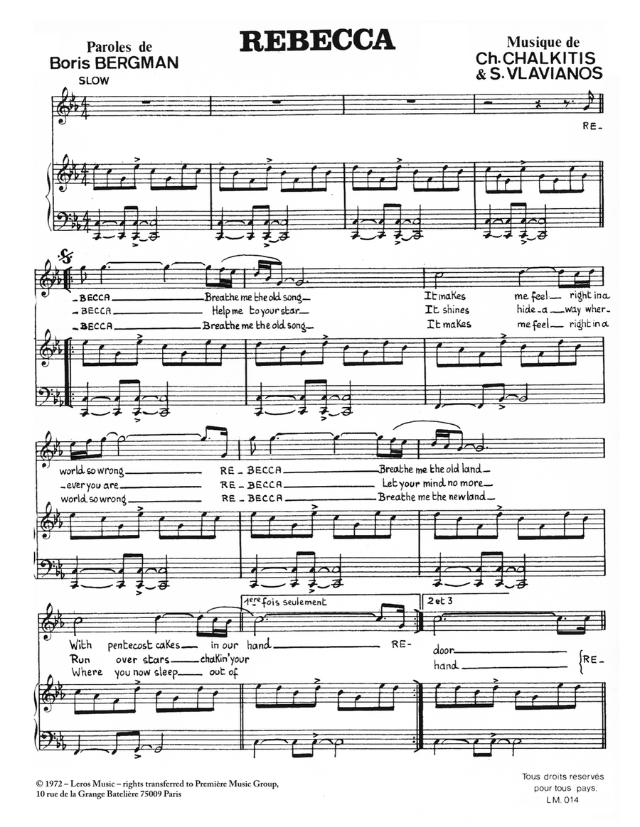 Rebecca Piano, Vocal scores gallery preview page 1
