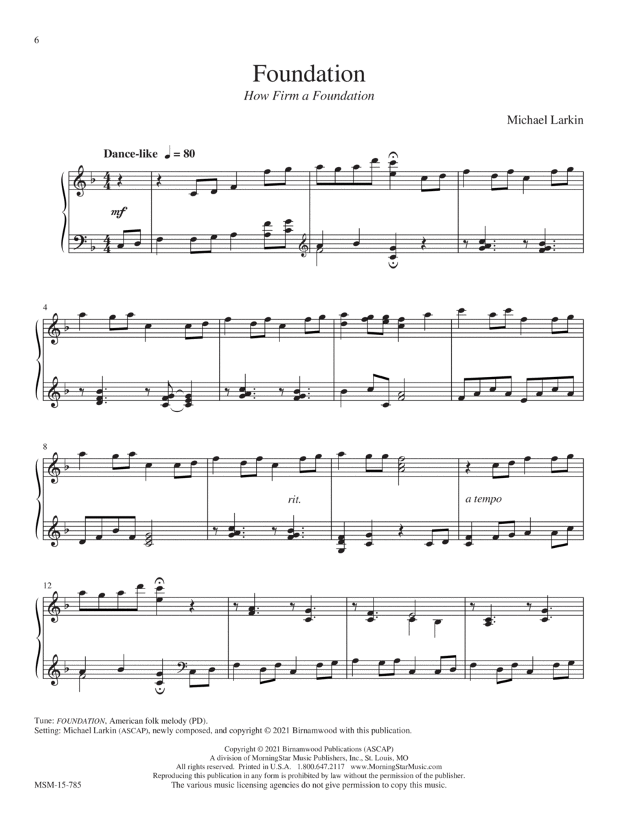 How Firm a Foundation Piano Solo scores gallery preview page 1