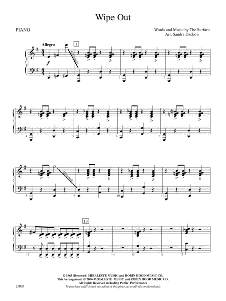 Wipe Out: Piano Accompaniment