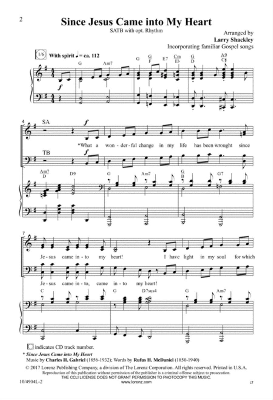 Since Jesus Came Into My Heart 4-Part scores gallery preview page 2