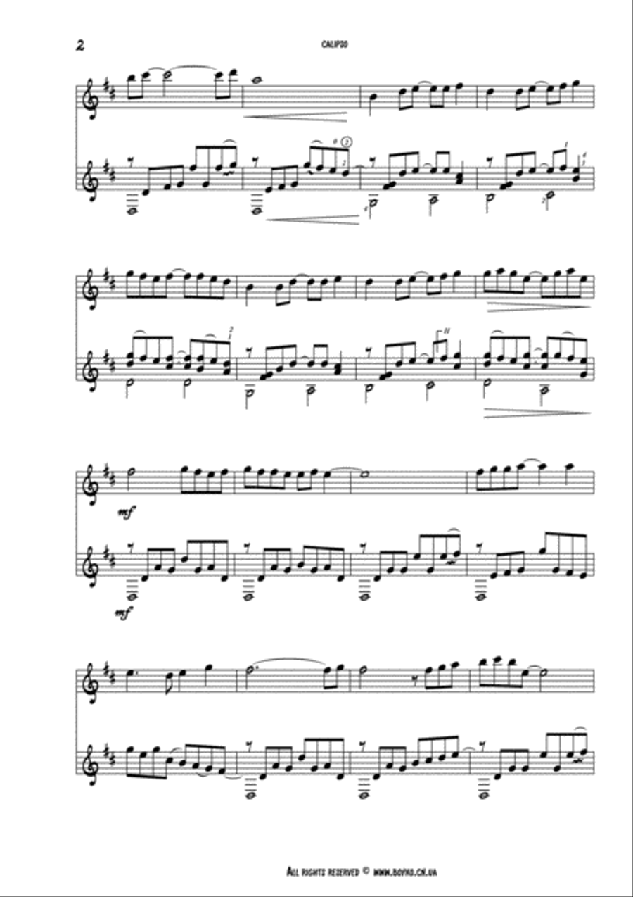 Suite for flute & guitar 'Calipso' Flute scores gallery preview page 2