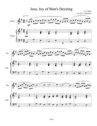 Jesu, Joy of Man's Desiring (Violin Solo) with piano accompaniment