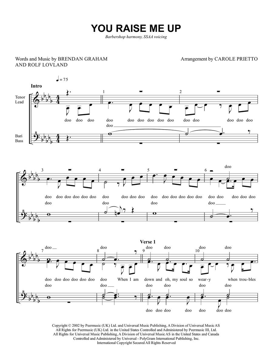 You Raise Me Up SSAA scores gallery preview page 1