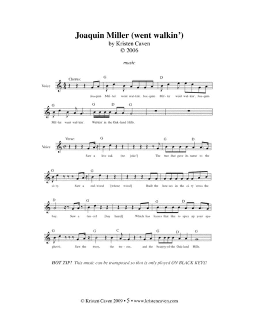 Joaquin Miller (went walkin') Unison Choir scores gallery preview page 5