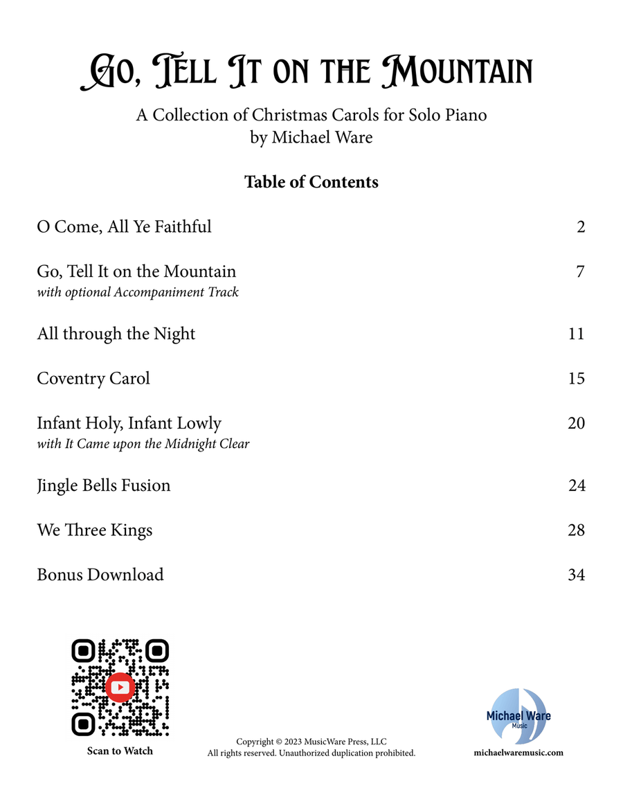Go, Tell It on the Mountain | Solo Piano Collection for Christmas Piano Solo scores gallery preview page 2