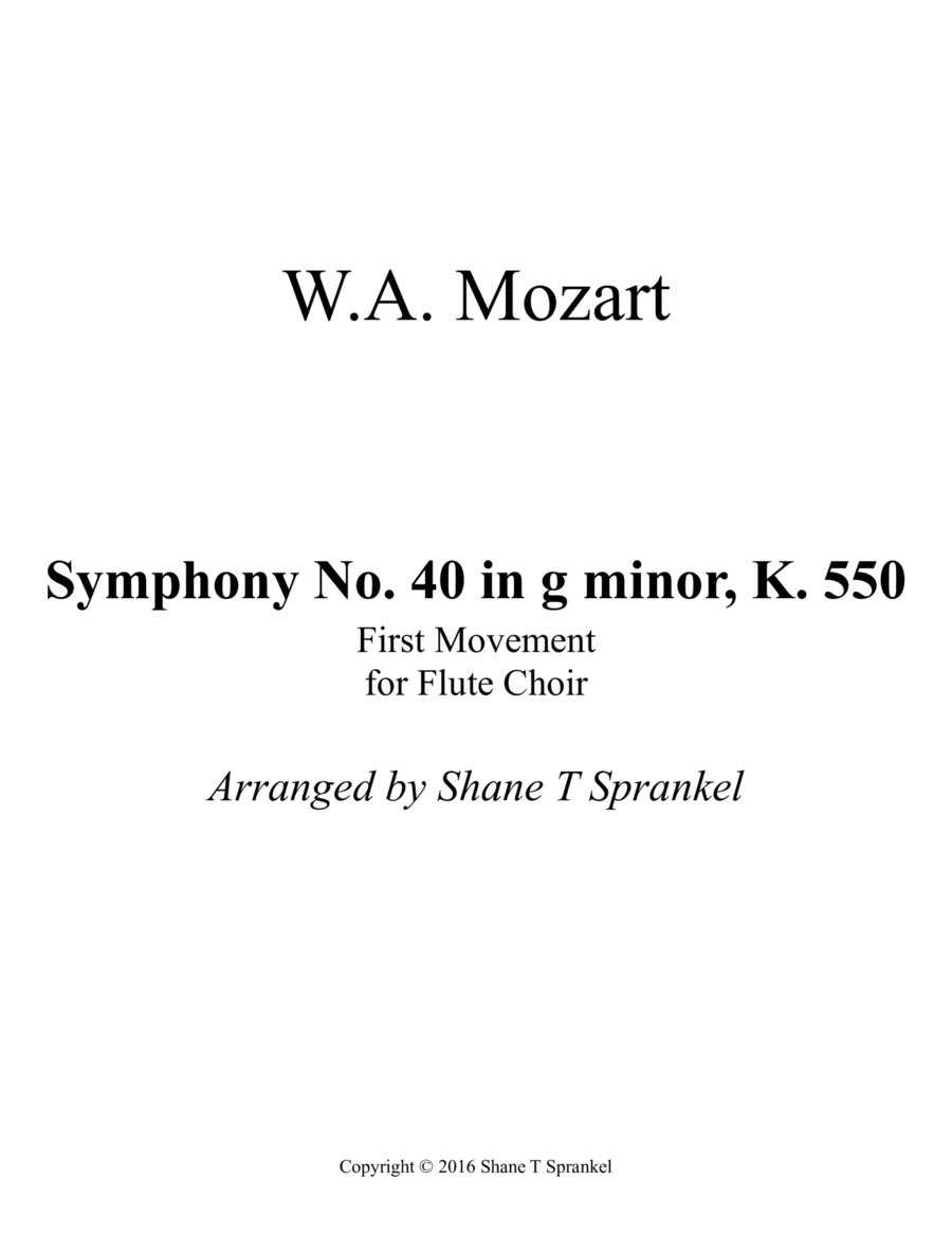 Symphony No. 40 in g minor, K. 550 Woodwind Ensemble scores gallery preview page 1