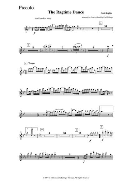 Scott Joplin:  The Ragtime Dance, arranged for concert band by Paul Wehage: piccolo part