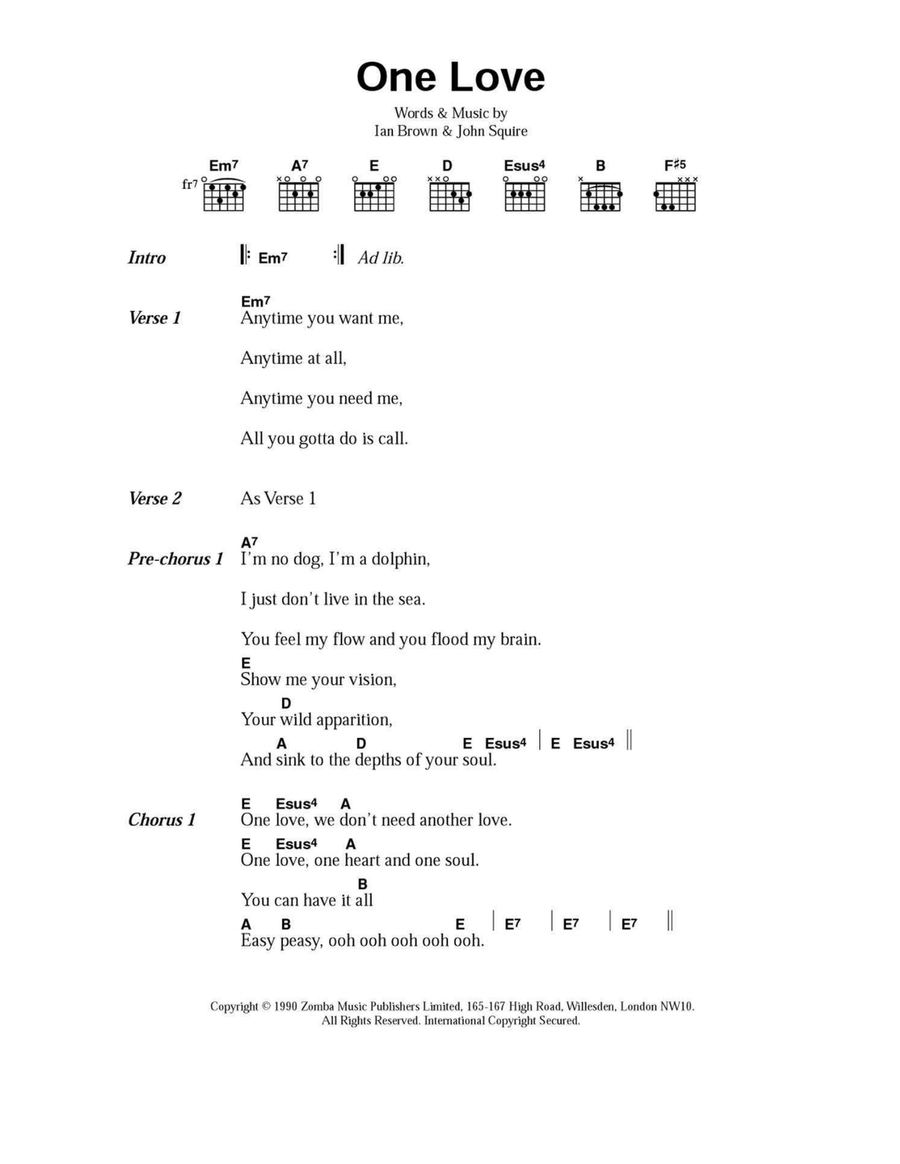 One Love One Love Easy Guitar scores gallery preview page 1