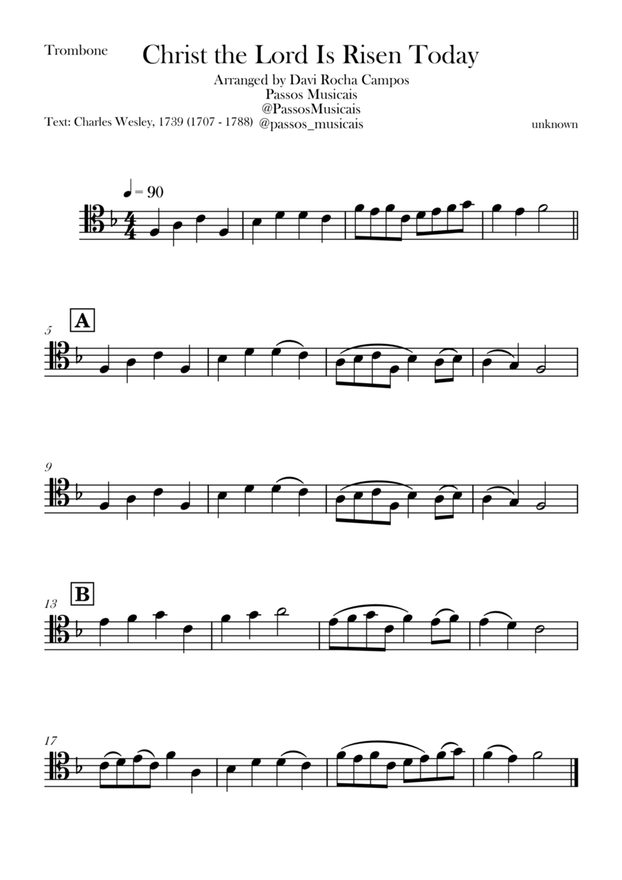 Christ the Lord is Rises today Trombone Solo scores gallery preview page 1