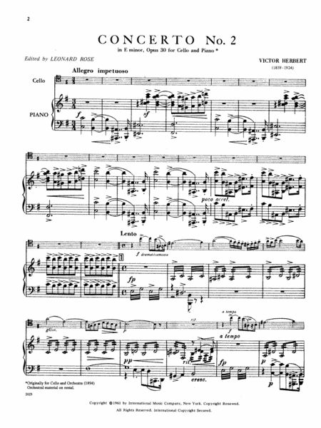 Concerto No. 2 In E Major, Opus 30 by Victor Herbert Piano Accompaniment - Sheet Music
