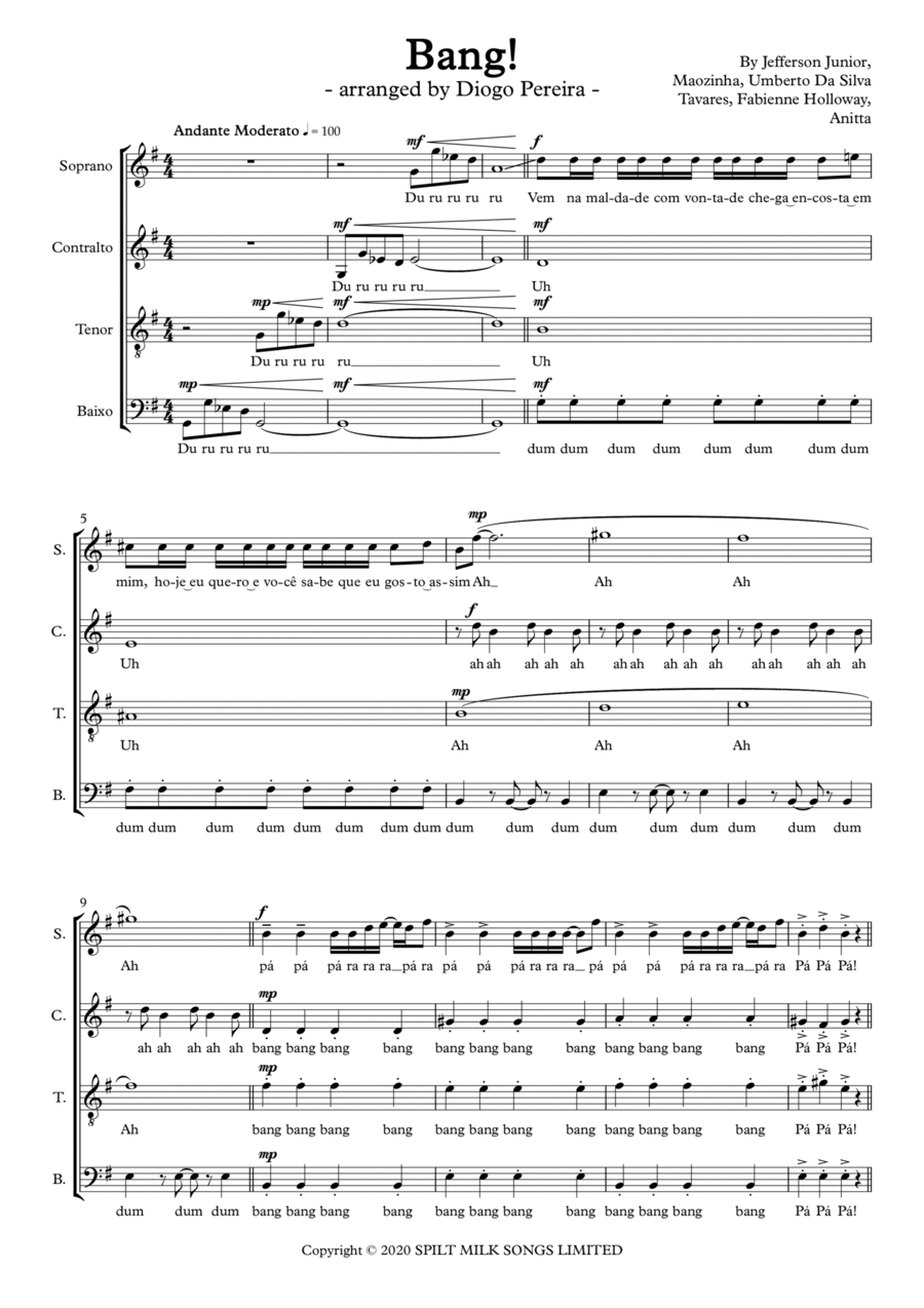 Bang Bang English Translation 4-Part scores gallery preview page 1