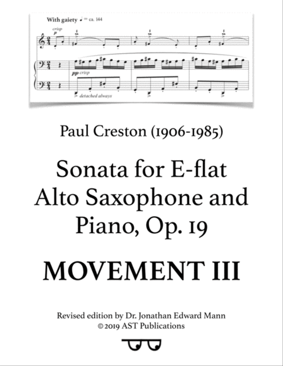 Saxophone Sonata Alto Saxophone scores gallery preview page 1