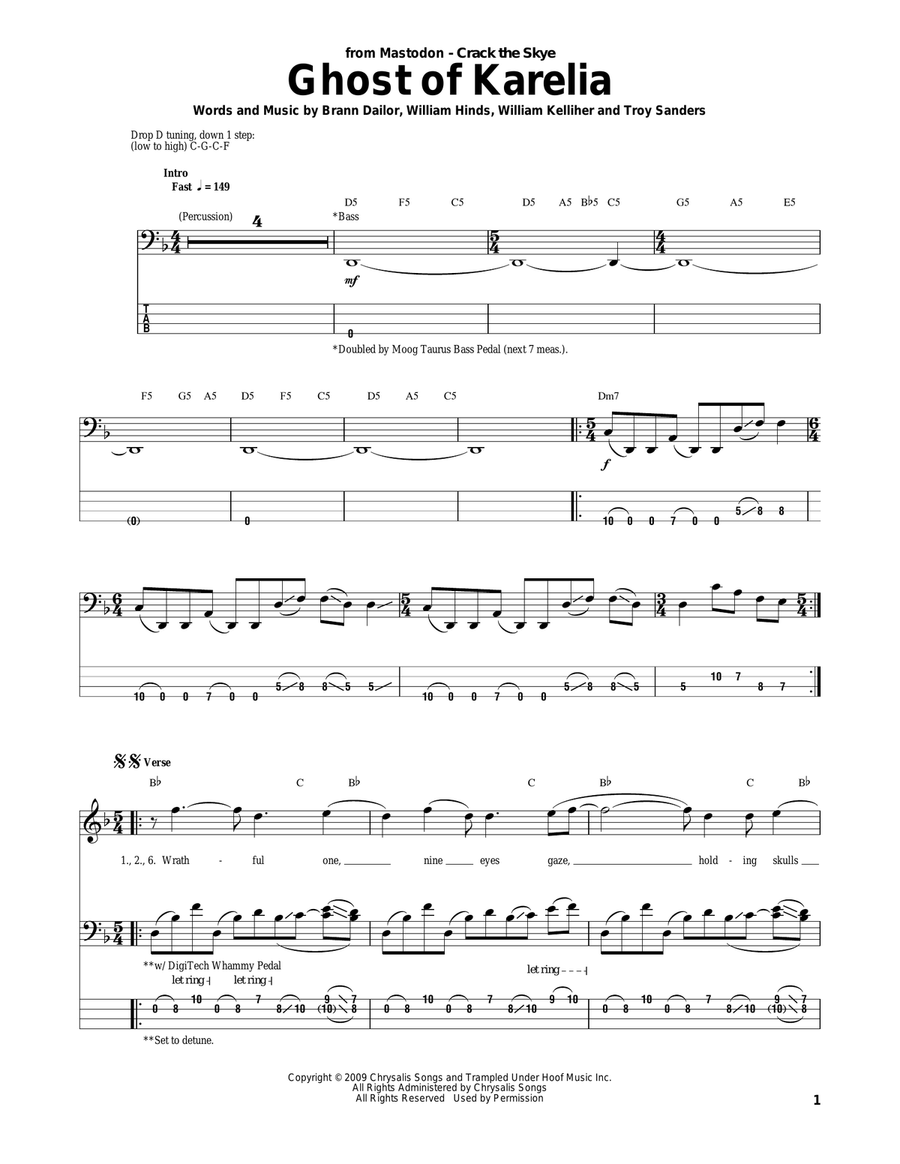 Ghost Of Karelia Bass Guitar Tablature scores gallery preview page 1