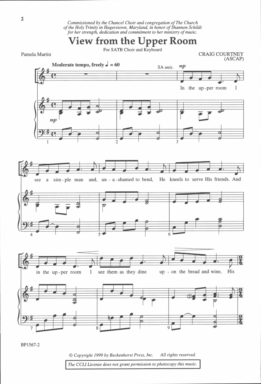 View from the Upper Room 4-Part scores gallery preview page 2