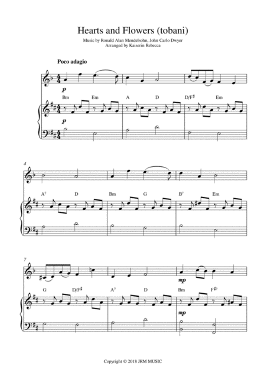Hearts And Flowers (tobani) Clarinet Solo scores gallery preview page 1