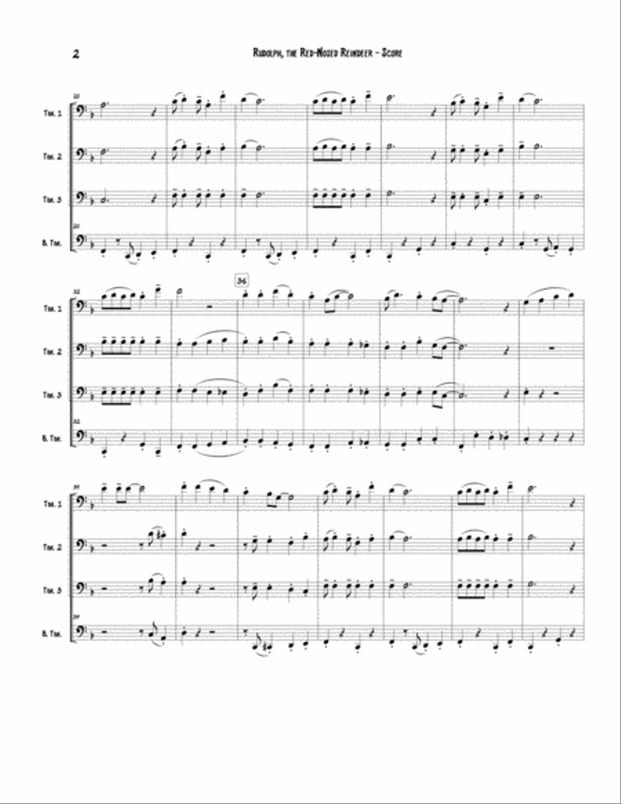Rudolph The Red-nosed Reindeer Brass Quartet scores gallery preview page 3