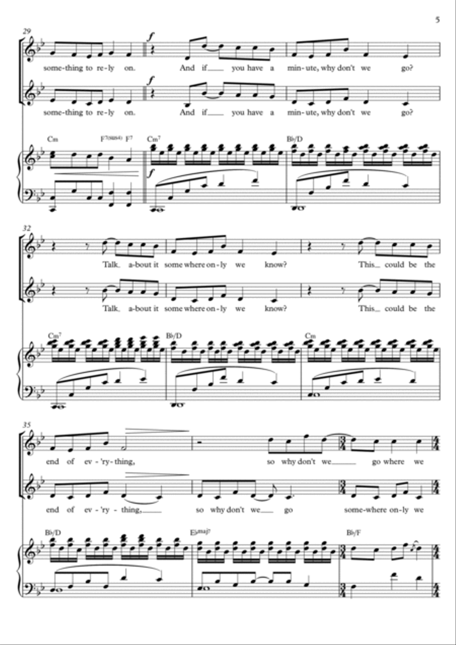 Somewhere Only We Know SSA scores gallery preview page 5