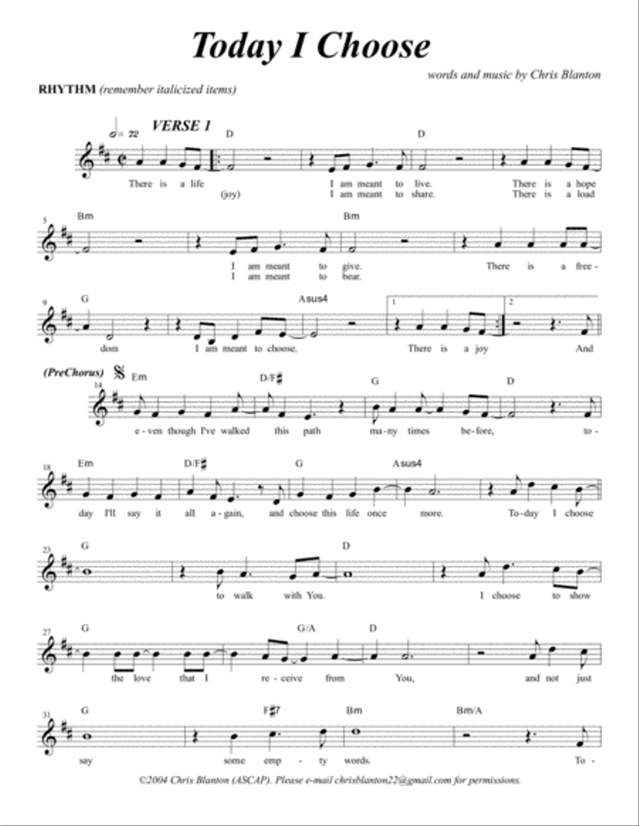 Today I Choose (Choir Orch) Choir scores gallery preview page 1