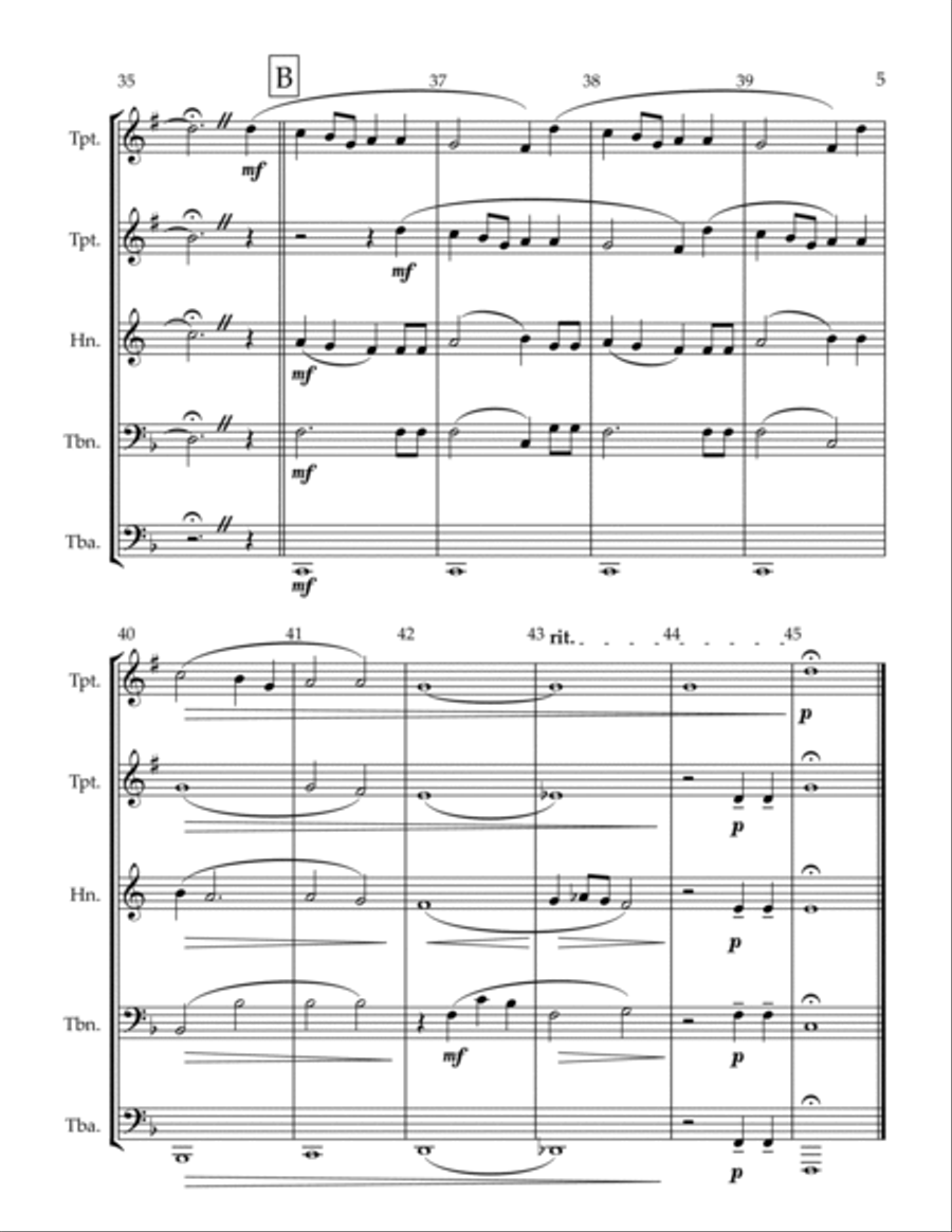 O Spirit of the Living God for Brass Quintet Brass Quintet scores gallery preview page 5