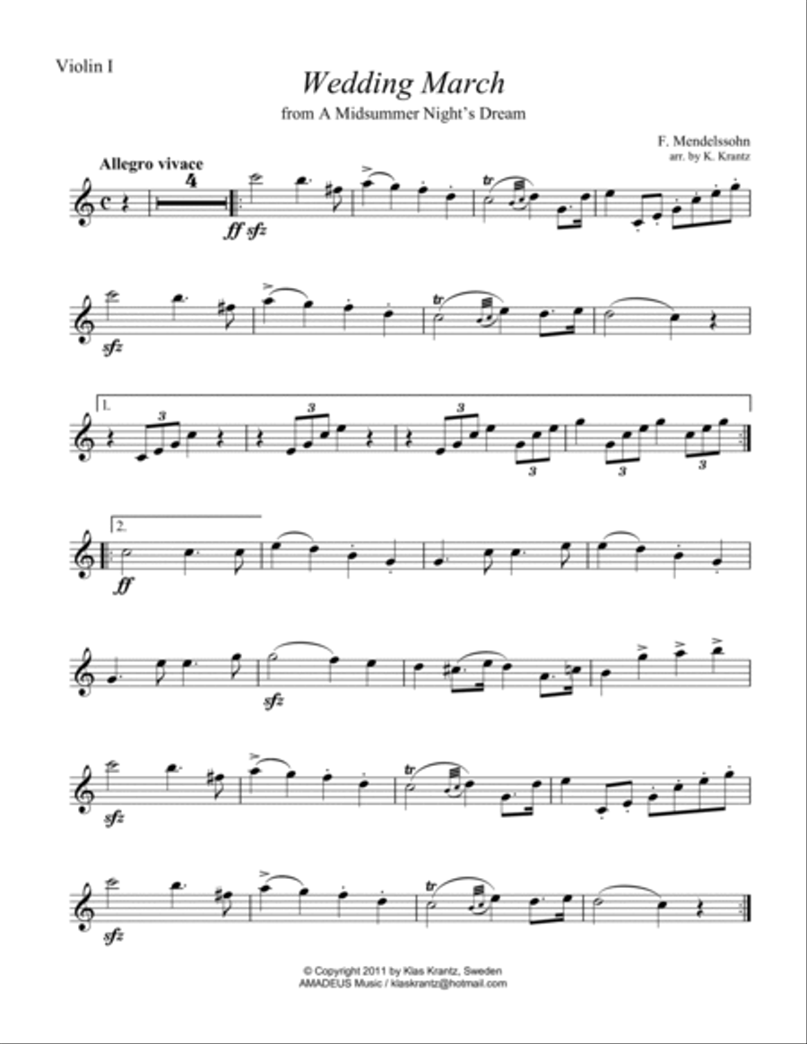 Wedding March for string quartet (C Major) String Quartet scores gallery preview page 4
