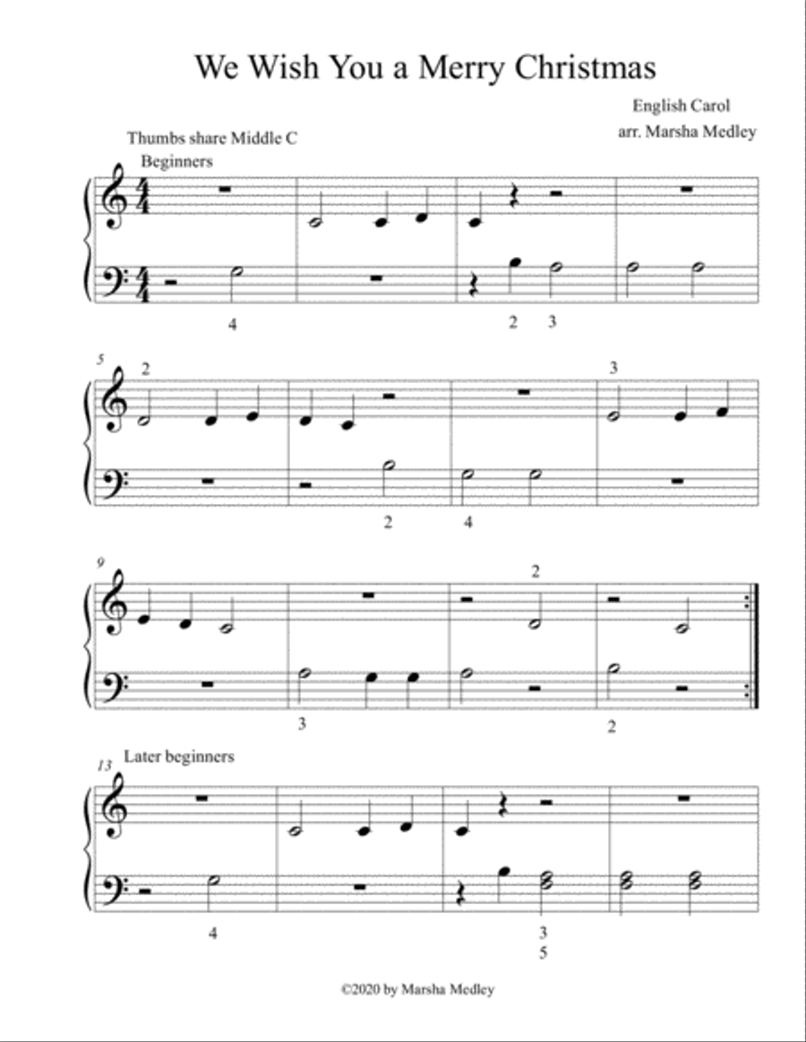 Beginner Christmas Carols in Middle C Position Easy Piano