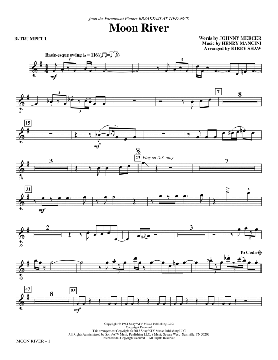 Moon River - Bb Trumpet 1 Choir scores gallery preview page 1