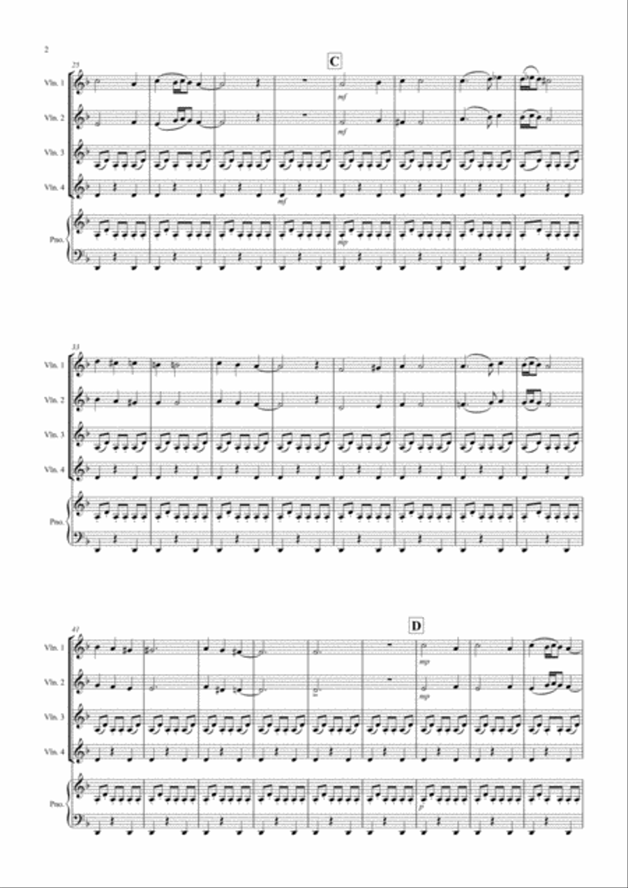 Arabian Dance (Fantasia from Nutcracker) for Violin Quartet Violin Solo scores gallery preview page 2