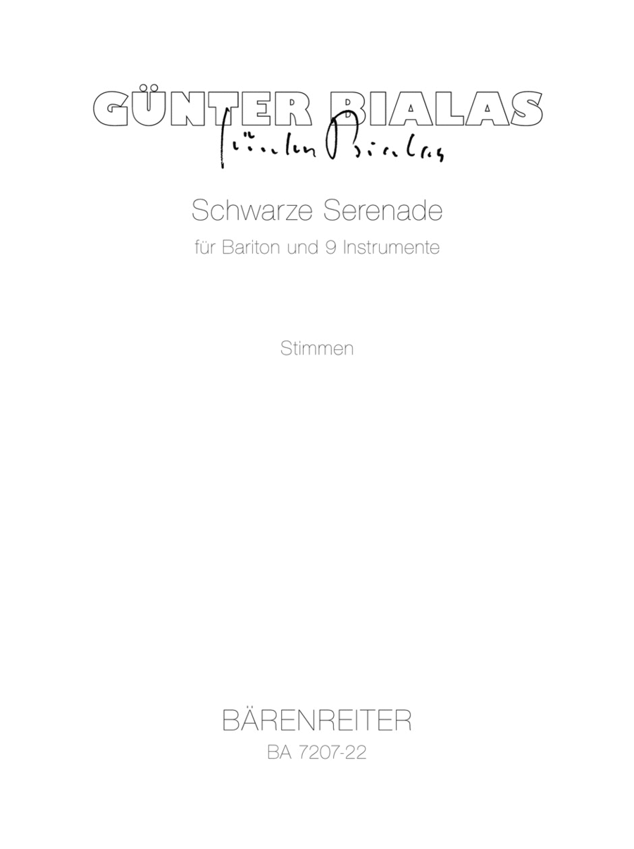 Schwarze Serenade for Male Voice and 9 Instruments