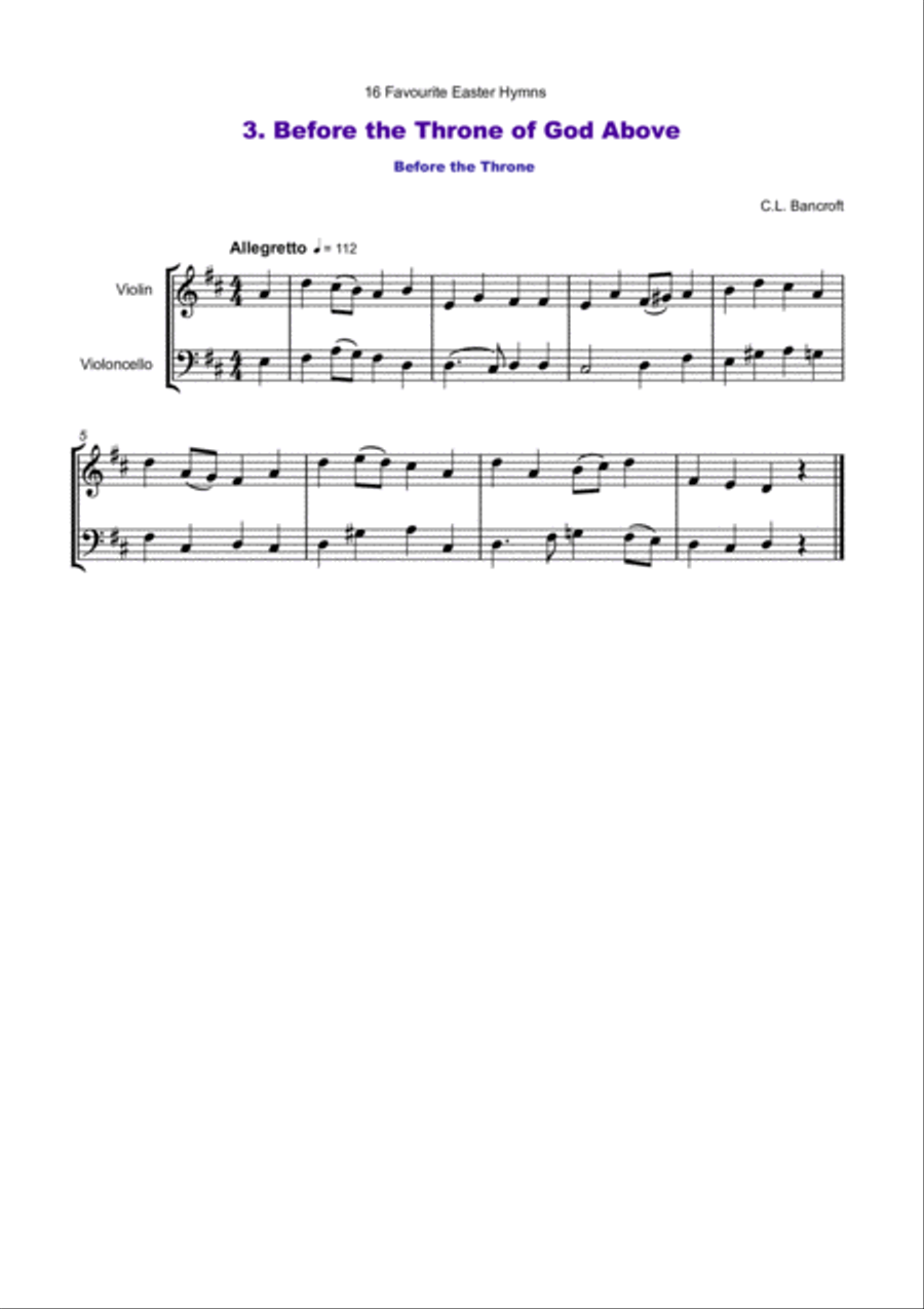 16 Favourite Easter Hymns for Violin and Cello Duet String Duet scores gallery preview page 4