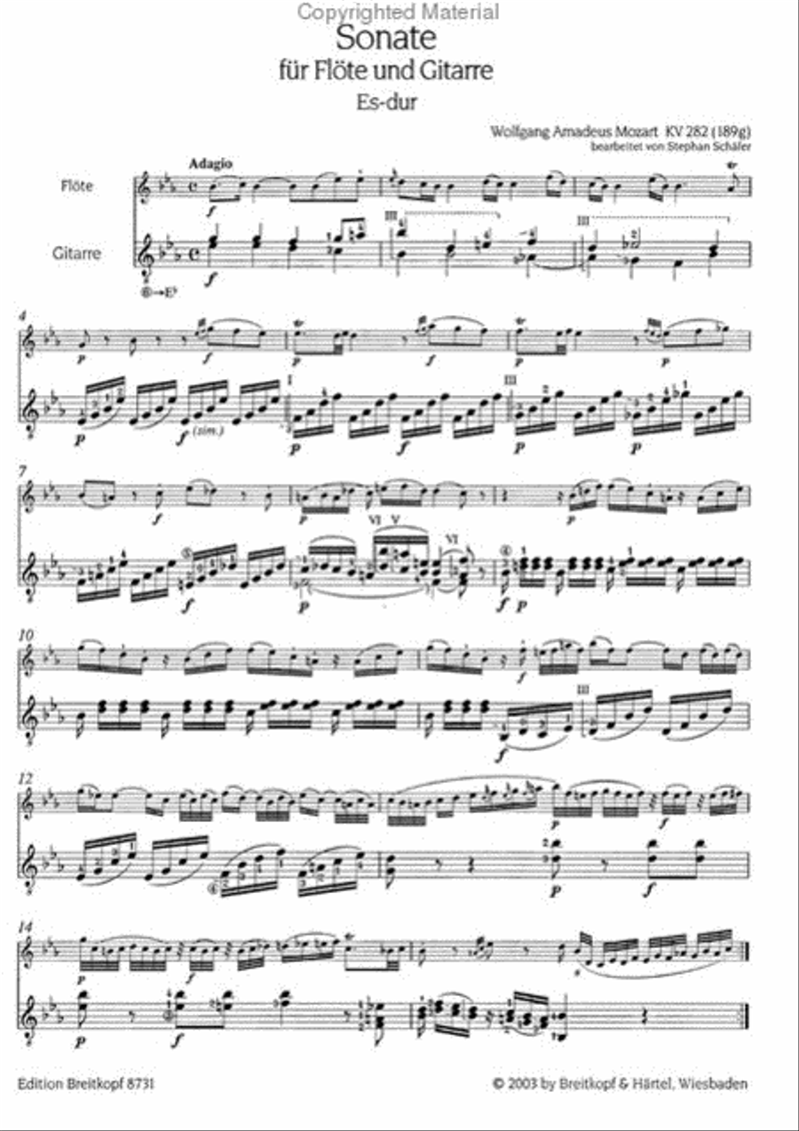 Sonata in E flat major K. 282 Acoustic Guitar scores gallery preview page 2