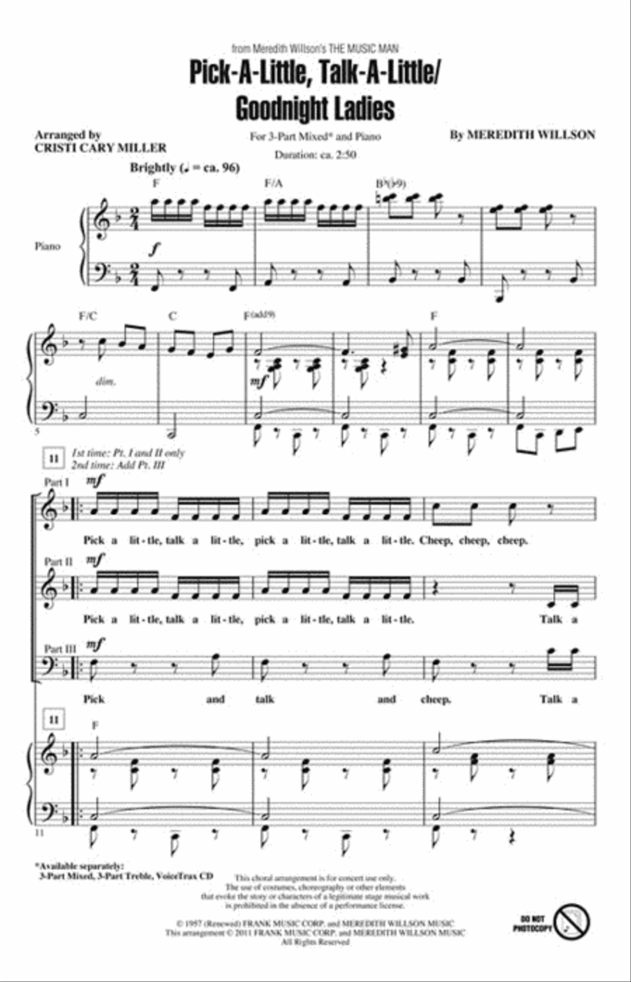 Pick-a-little, Talk-a-little/Goodnight Ladies Choir scores gallery preview page 2