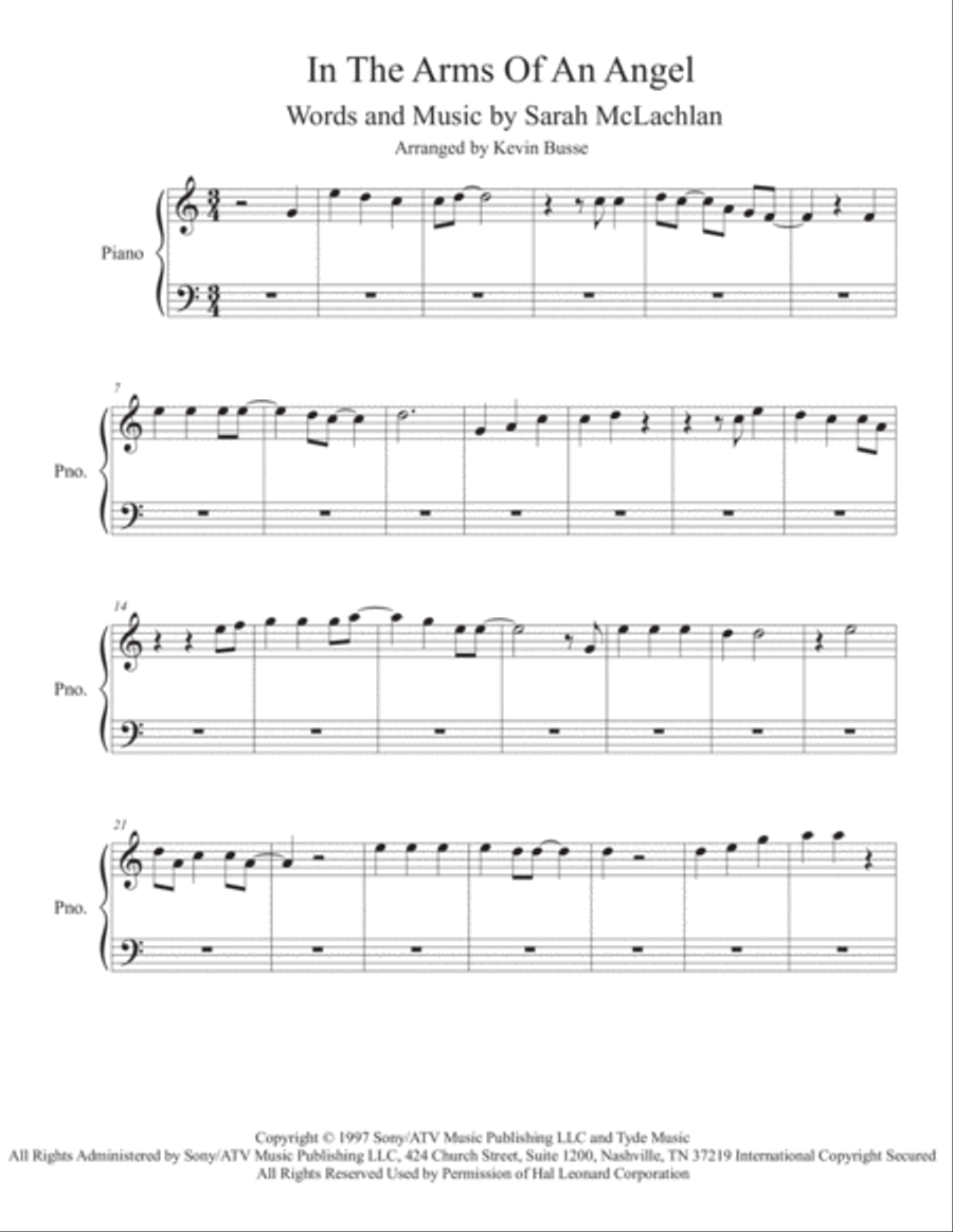 Angel Easy Piano scores gallery preview page 1