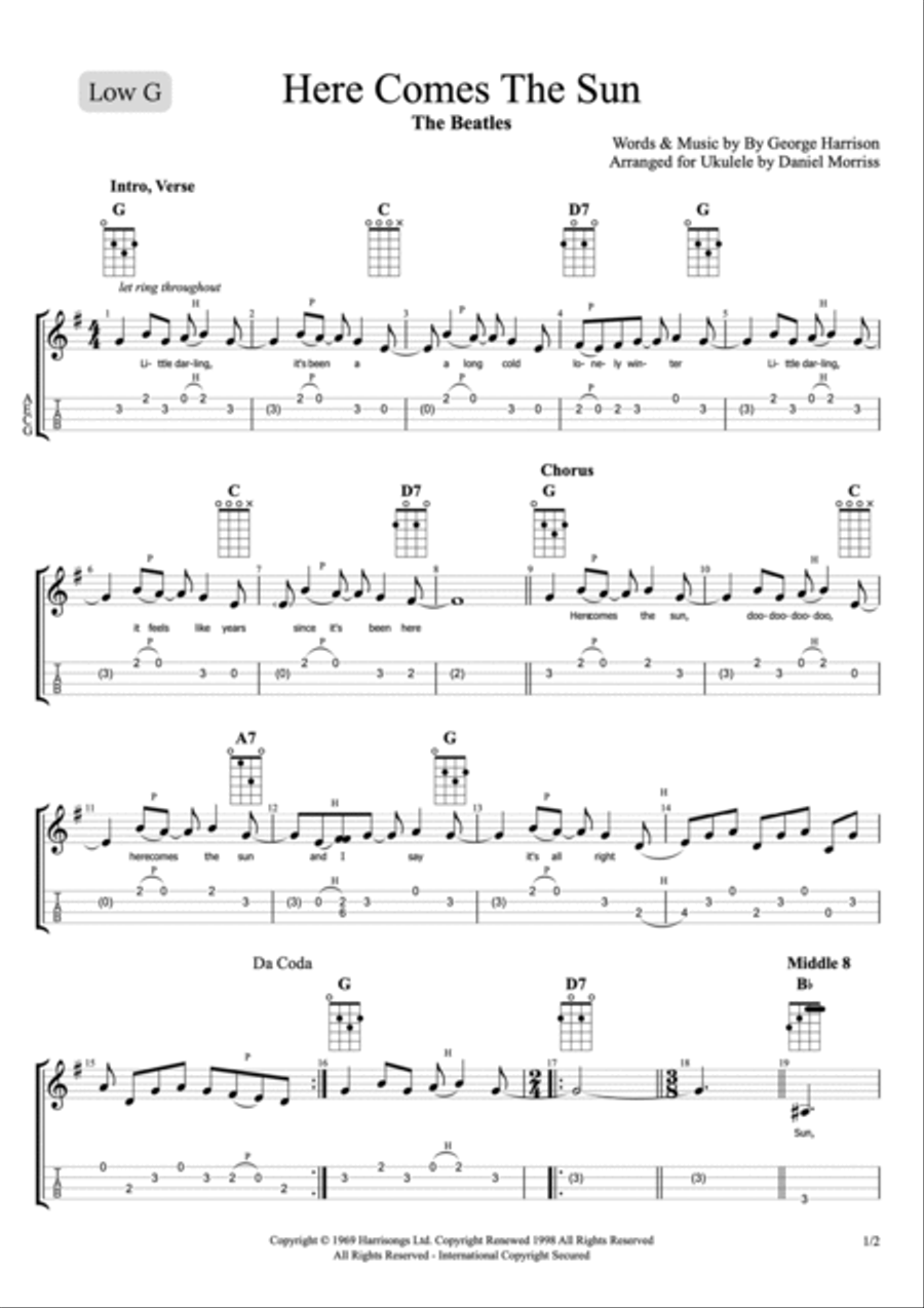 Here Comes The Sun Ukulele scores gallery preview page 2