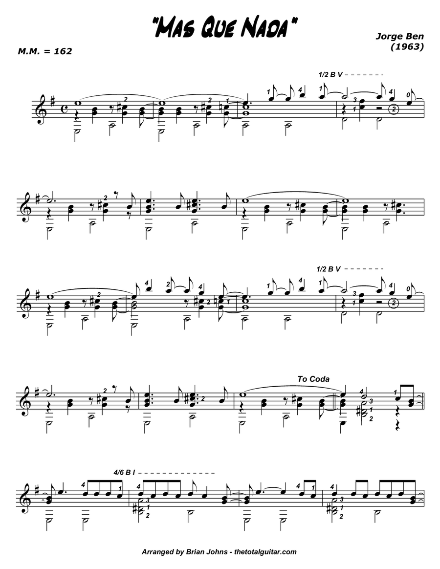 Mas Que Nada Electric Guitar scores gallery preview page 2