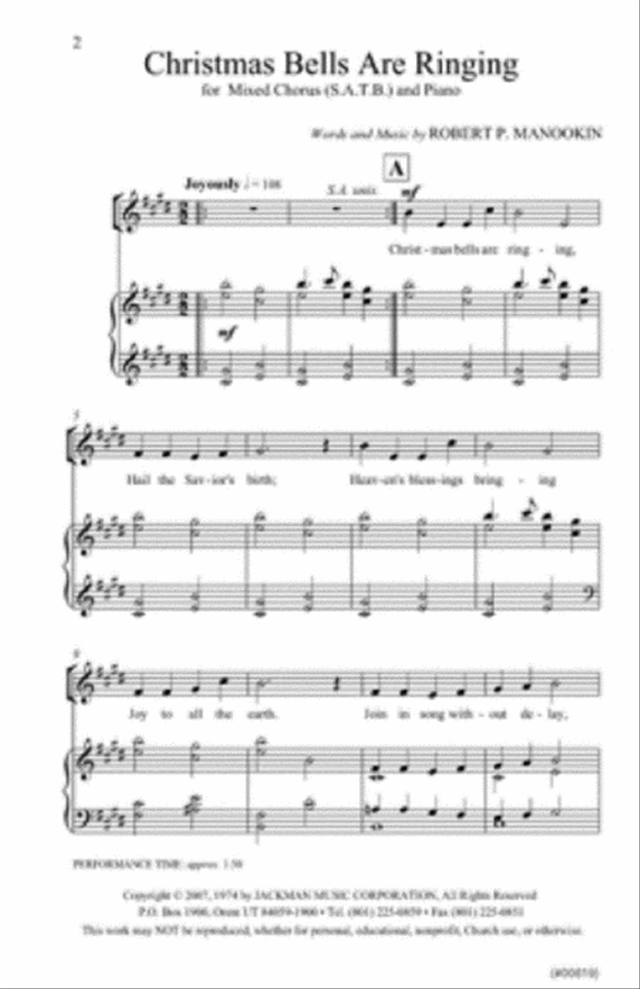 Christmas Bells Are Ringing - SATB 4-Part scores gallery preview page 2