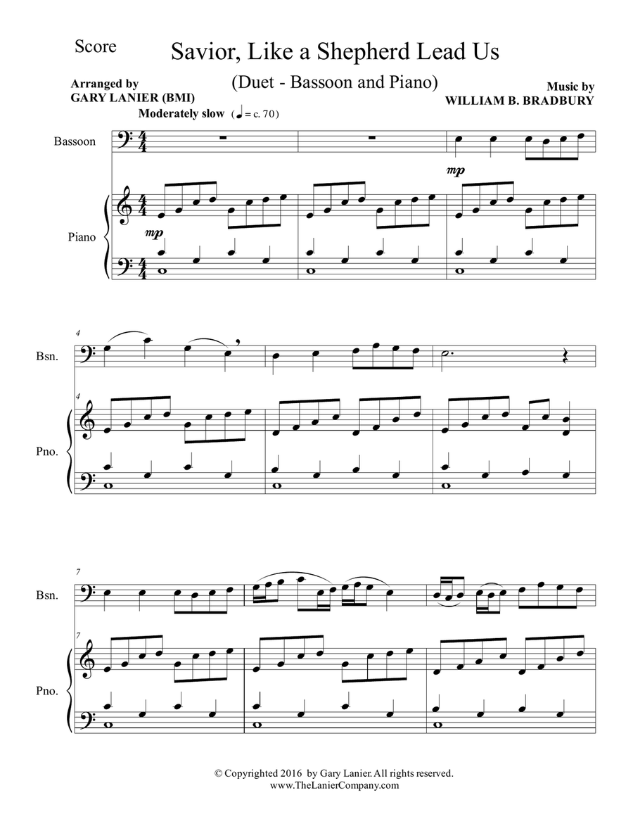 SAVIOR, LIKE A SHEPHERD LEAD US (Duet – Bassoon & Piano with Parts) Bassoon Solo scores gallery preview page 2