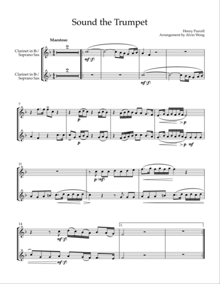 Sound The Trumpet - Duo for Saxophone(s) and/or Clarinet(s) Chamber Music scores gallery preview page 3