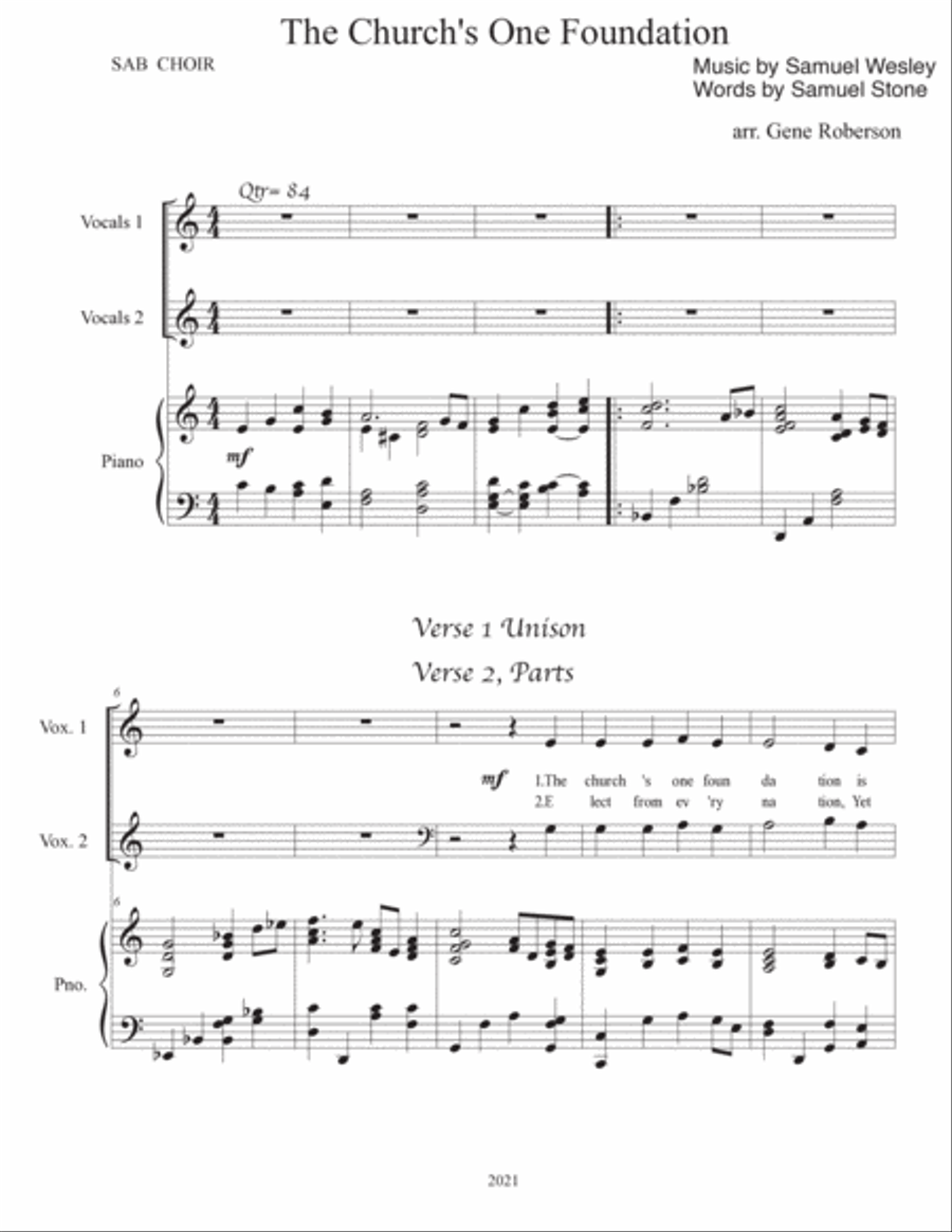 The Church's One Foundation SAB Choir (SSA) SSA scores gallery preview page 2