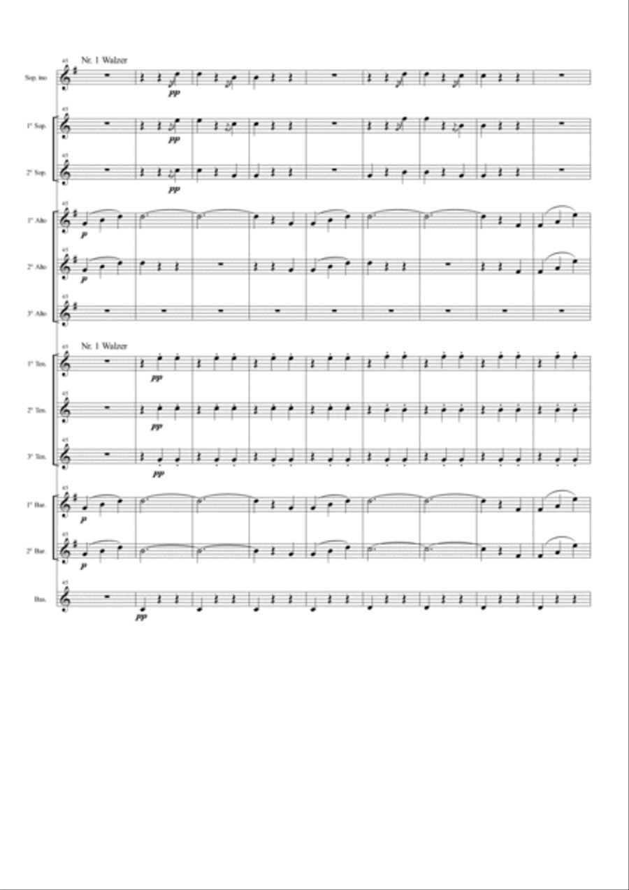 The Blue Danube Waltz for Saxophone Ensemble Woodwind Ensemble scores gallery preview page 6