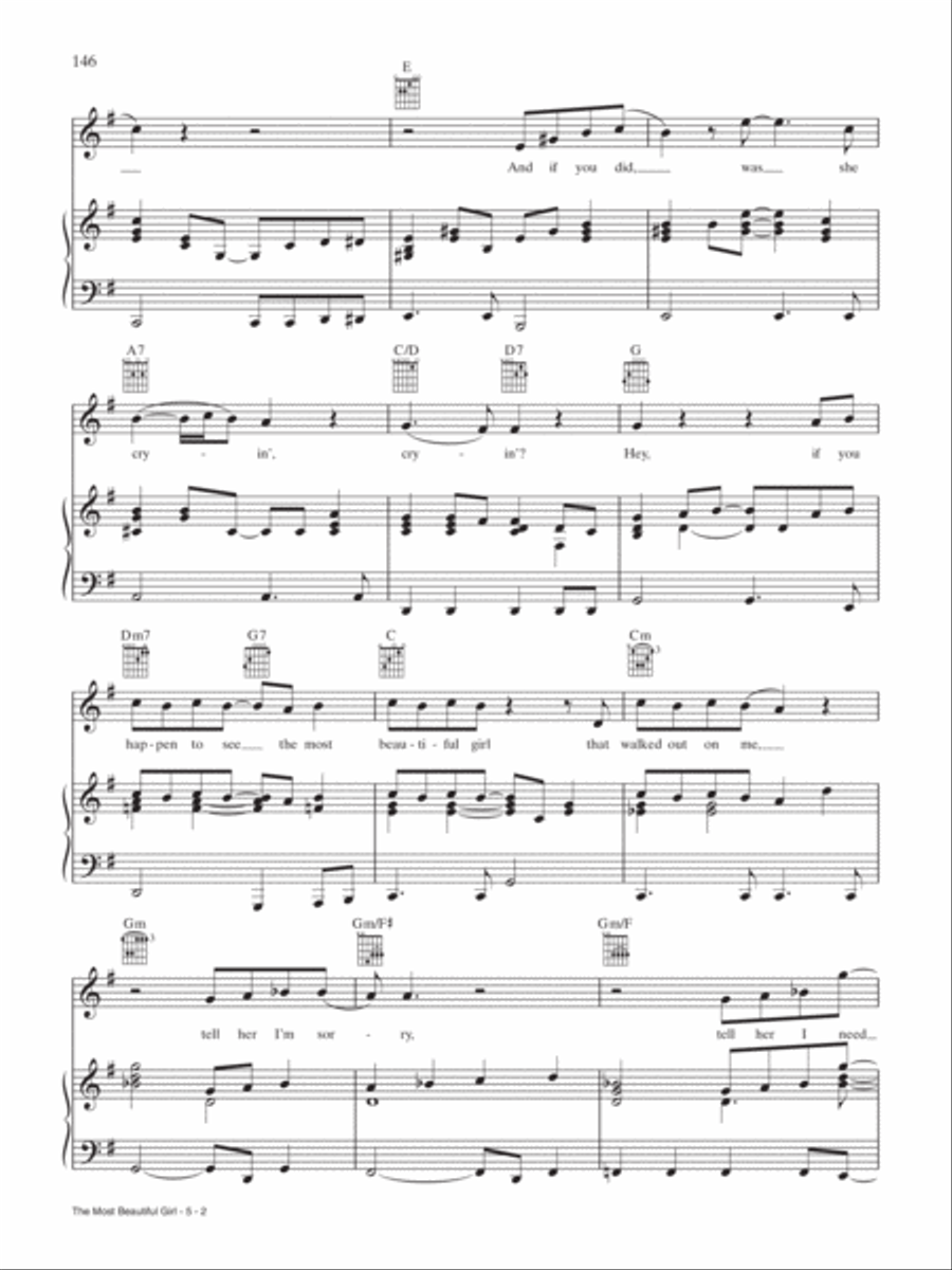 The Most Beautiful Girl Piano, Vocal, Guitar scores gallery preview page 2