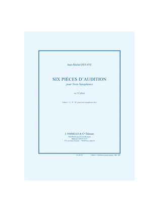 Book cover for Six Pieces D`audition Pour 3 Saxophones Cahier 1 Pour 3 Saxohones Altos